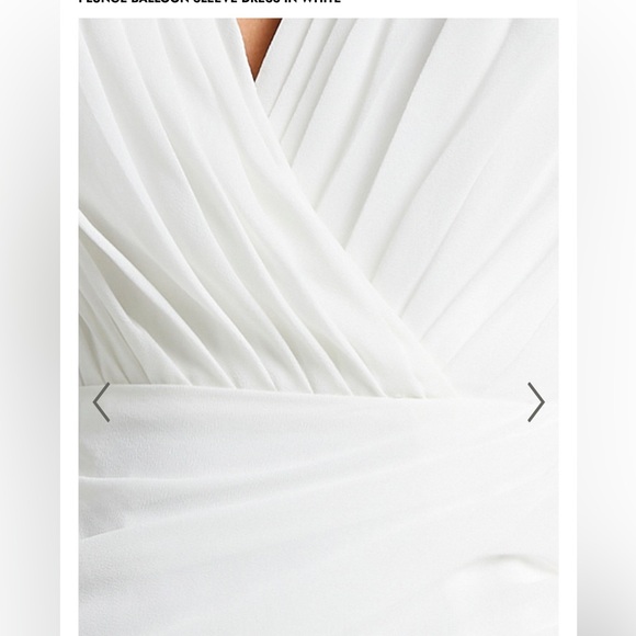 MINI DRESS - PLUNGE BALLOON SLEEVE DRESS IN WHITE - Picture 4 of 8